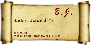 Bader Jonatán névjegykártya